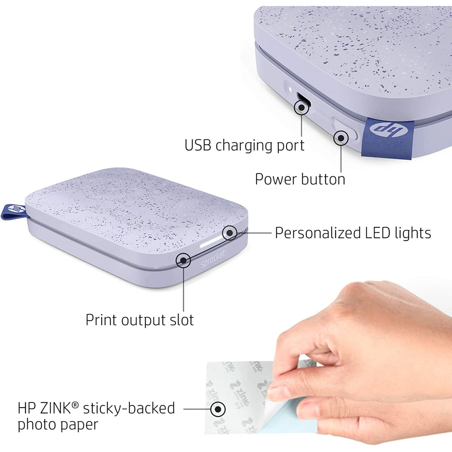 HP Sprocket 2x3" Portable Instant Photo Printer | Print from iPhone & Android