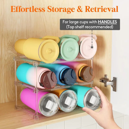 3-Tier Stackable Bottle Organizer | Clear Plastic Storage Rack for Fridge, Cabinet & Pantry