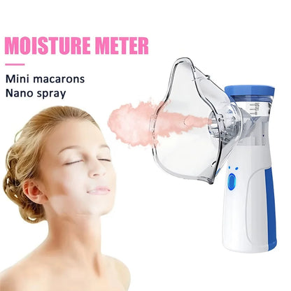 Mini Facial Steamer | Rechargeable Silent Mesh Nebulizer for Face Hydration & Skin Care, White