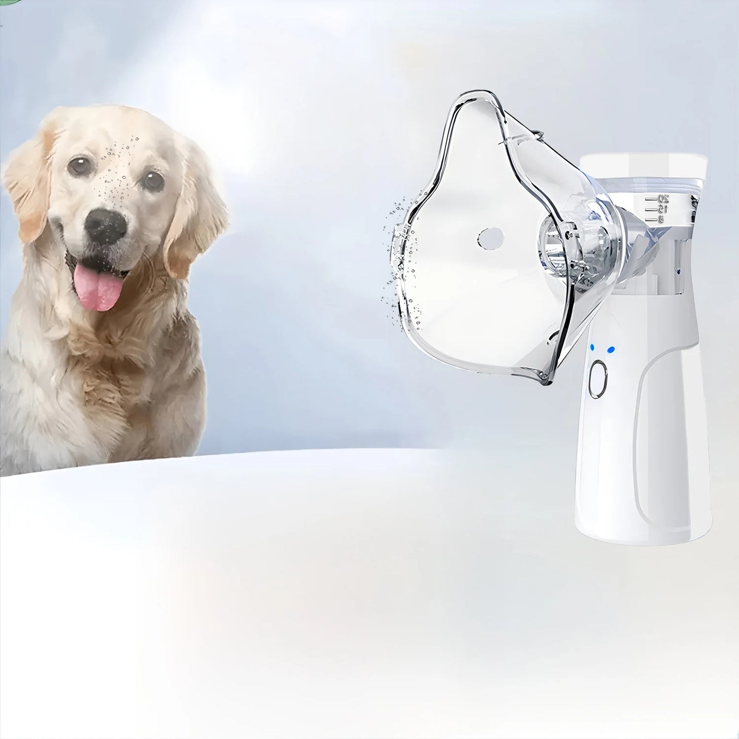 Pet Asthma Inhaler Spacer & Aerosol Chamber | Nebulizer for Cats & Dogs — White, Blue