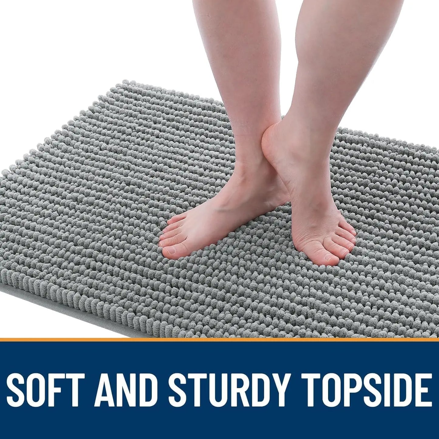 Ultra Absorbent Chenille Doormat 30x20" | Non-Slip Washable Pet Mat for Indoor Entryway, Grey