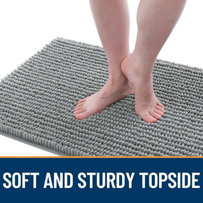 Ultra Absorbent Chenille Doormat 30x20" | Non-Slip Washable Pet Mat for Indoor Entryway, Grey
