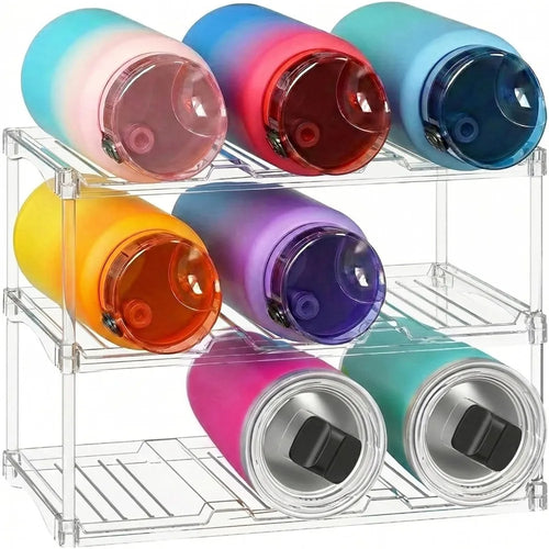 3-Tier Stackable Bottle Organizer | Clear Plastic Storage Rack for Fridge, Cabinet & Pantry