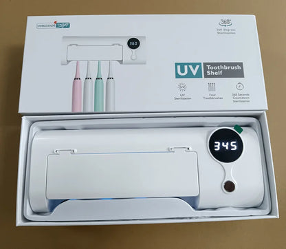 UV Toothbrush Sterilizer & Holder | Portable USB Rechargeable Disinfection & Drying Case, White