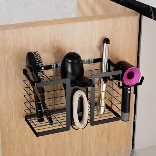 3-in-1 Wall-Mounted Hair Tool Organizer | Hair Dryer, Flat Iron & Curling Iron Holder