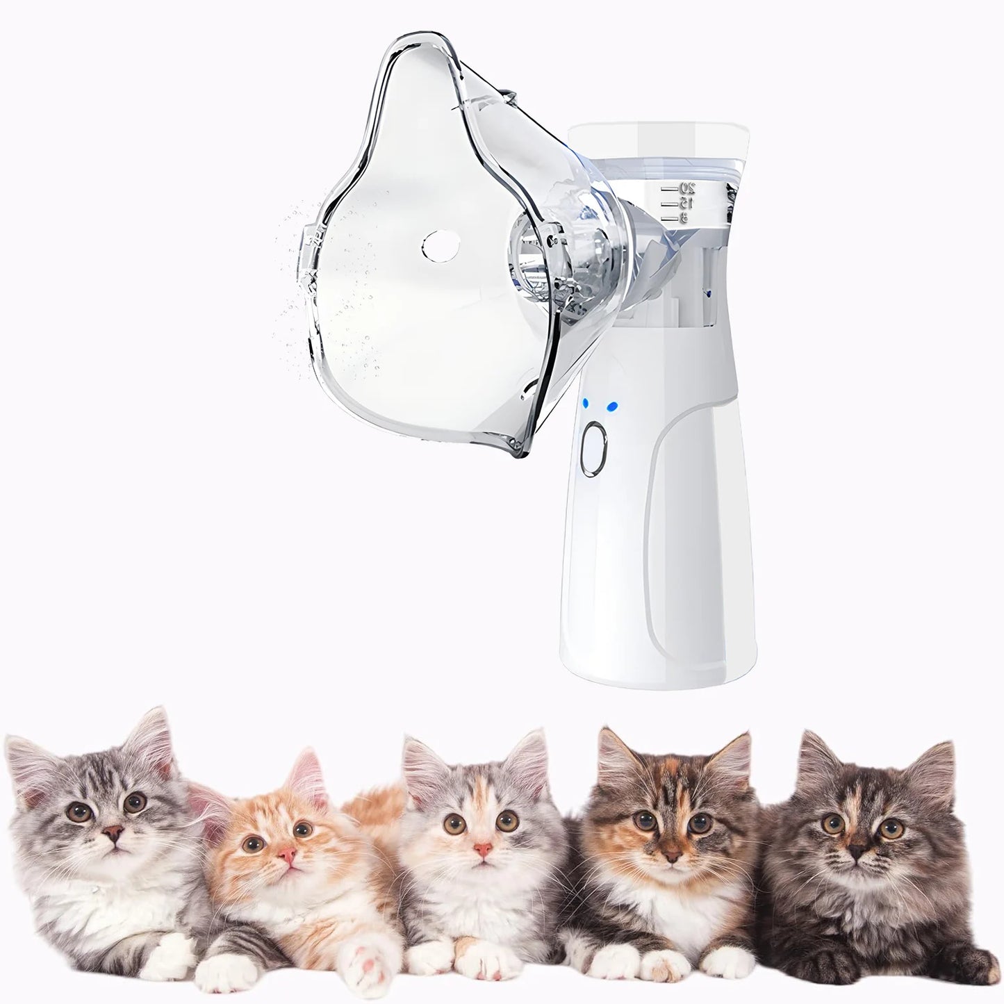 Pet Asthma Inhaler Spacer & Aerosol Chamber | Nebulizer for Cats & Dogs — White, Blue