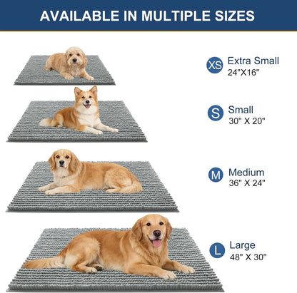 Ultra Absorbent Chenille Doormat 30x20" | Non-Slip Washable Pet Mat for Indoor Entryway, Grey
