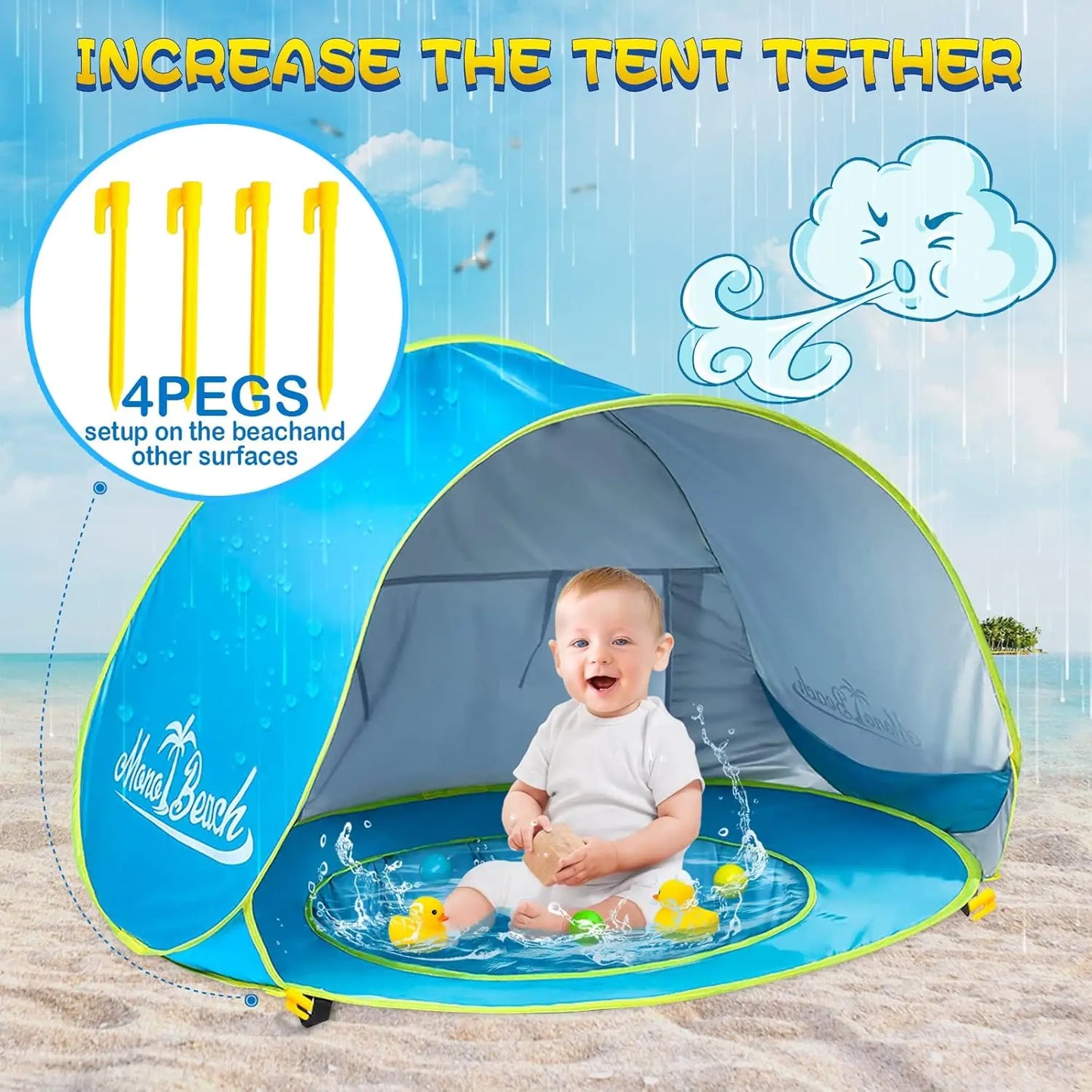 Baby Beach Tent — Pop-Up UV50+ Sun Shelter with Pool & Carry Bag