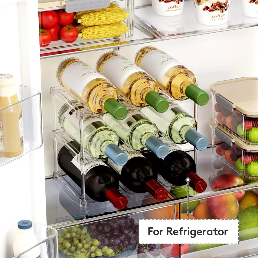 3-Tier Stackable Bottle Organizer | Clear Plastic Storage Rack for Fridge, Cabinet & Pantry