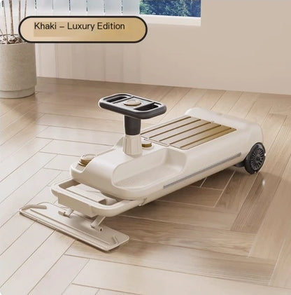 Kids Mini Kart Electric Ride-On Car with Mop Attachment | Go-Kart Style, Gray & Khaki