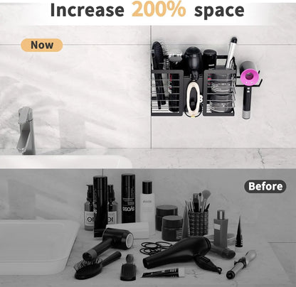 3-in-1 Wall-Mounted Hair Tool Organizer | Hair Dryer, Flat Iron & Curling Iron Holder