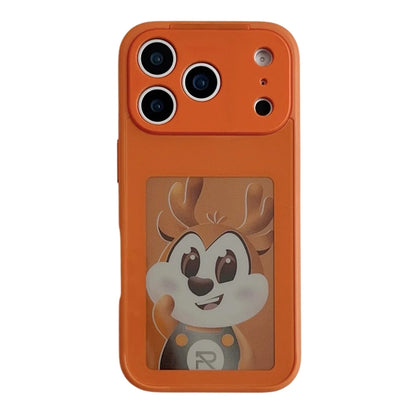 Orange NFC phone case with square e-ink display for iPhone