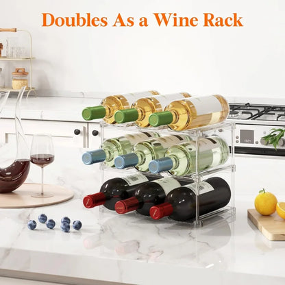 3-Tier Stackable Bottle Organizer | Clear Plastic Storage Rack for Fridge, Cabinet & Pantry