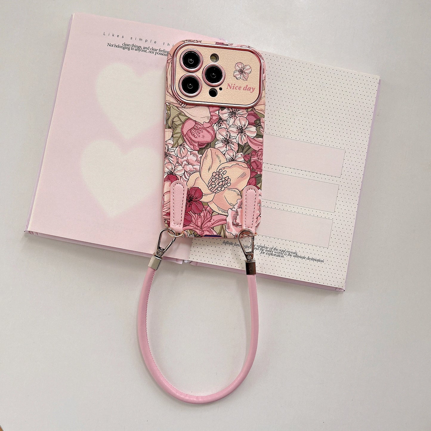 Case Retro Oil Painting Flowers Phone Cover With Strap﻿﻿﻿﻿