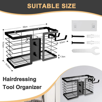 3-in-1 Wall-Mounted Hair Tool Organizer | Hair Dryer, Flat Iron & Curling Iron Holder