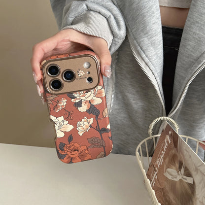 Retro oil painting floral phone case with elegant hanging rope