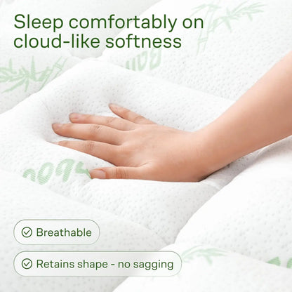 King Size Bamboo Viscose Mattress Topper | Cooling Ultra-Soft Back Pain Relief, Green