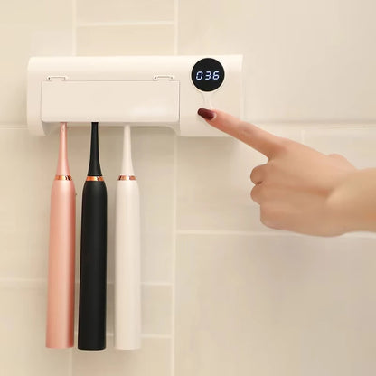 UV Toothbrush Sterilizer & Holder | Portable USB Rechargeable Disinfection & Drying Case, White
