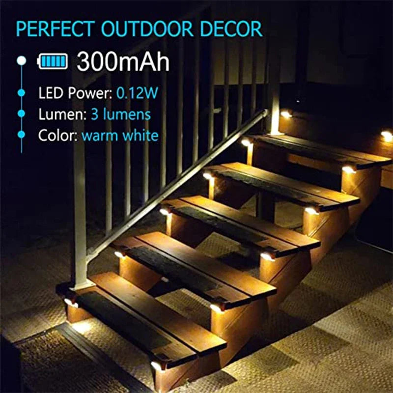 Solar Deck Lights Outdoor | IP65 Waterproof LED Garden Lamps for Stairs, Fence & Pathway