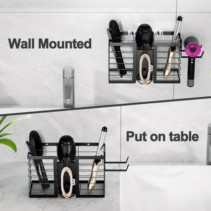 3-in-1 Wall-Mounted Hair Tool Organizer | Hair Dryer, Flat Iron & Curling Iron Holder