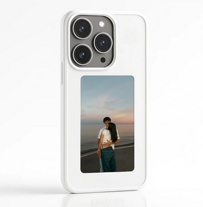 White NFC smart case with customizable square display